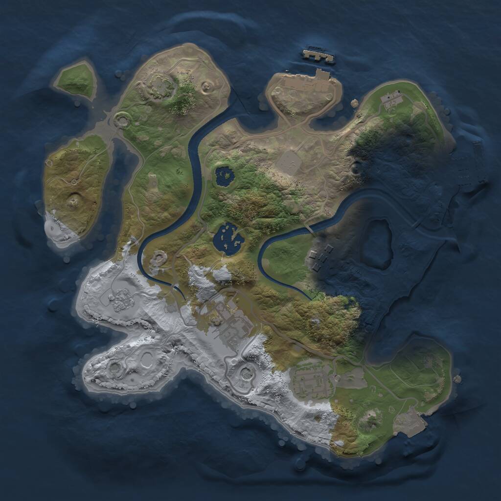 Rust Map: Procedural Map, Size: 2500, Seed: 1061414026, 10 Monuments