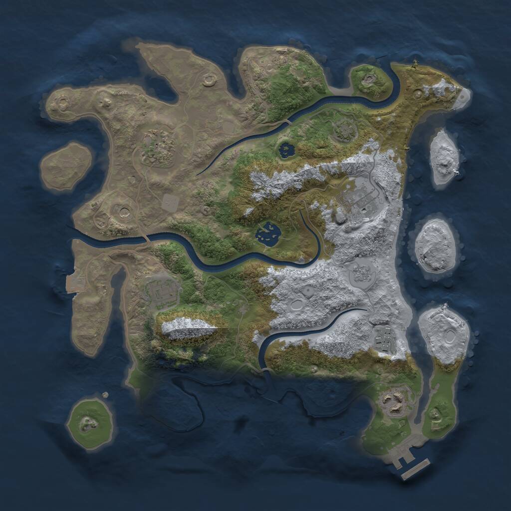 Rust Map: Procedural Map, Size: 3250, Seed: 243076277, 11 Monuments