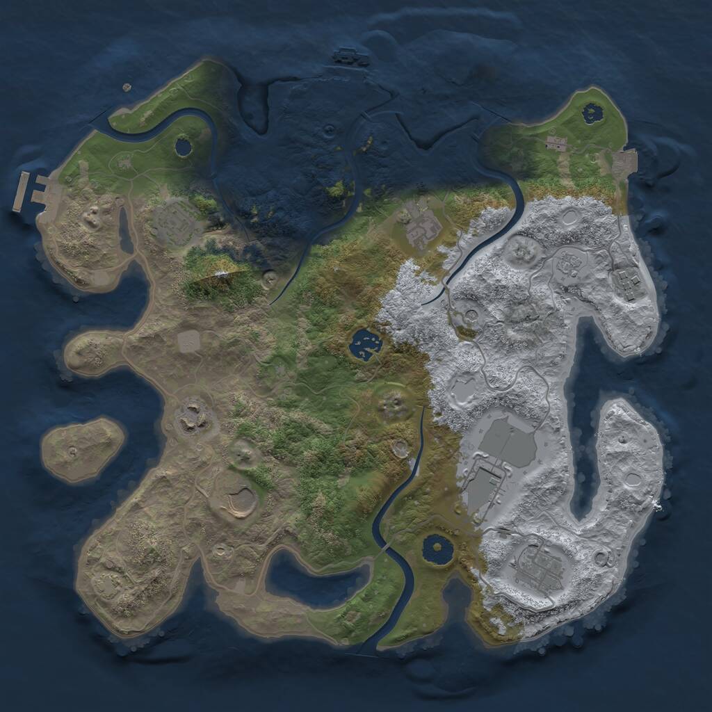 Rust Map: Procedural Map, Size: 3500, Seed: 234356, 14 Monuments