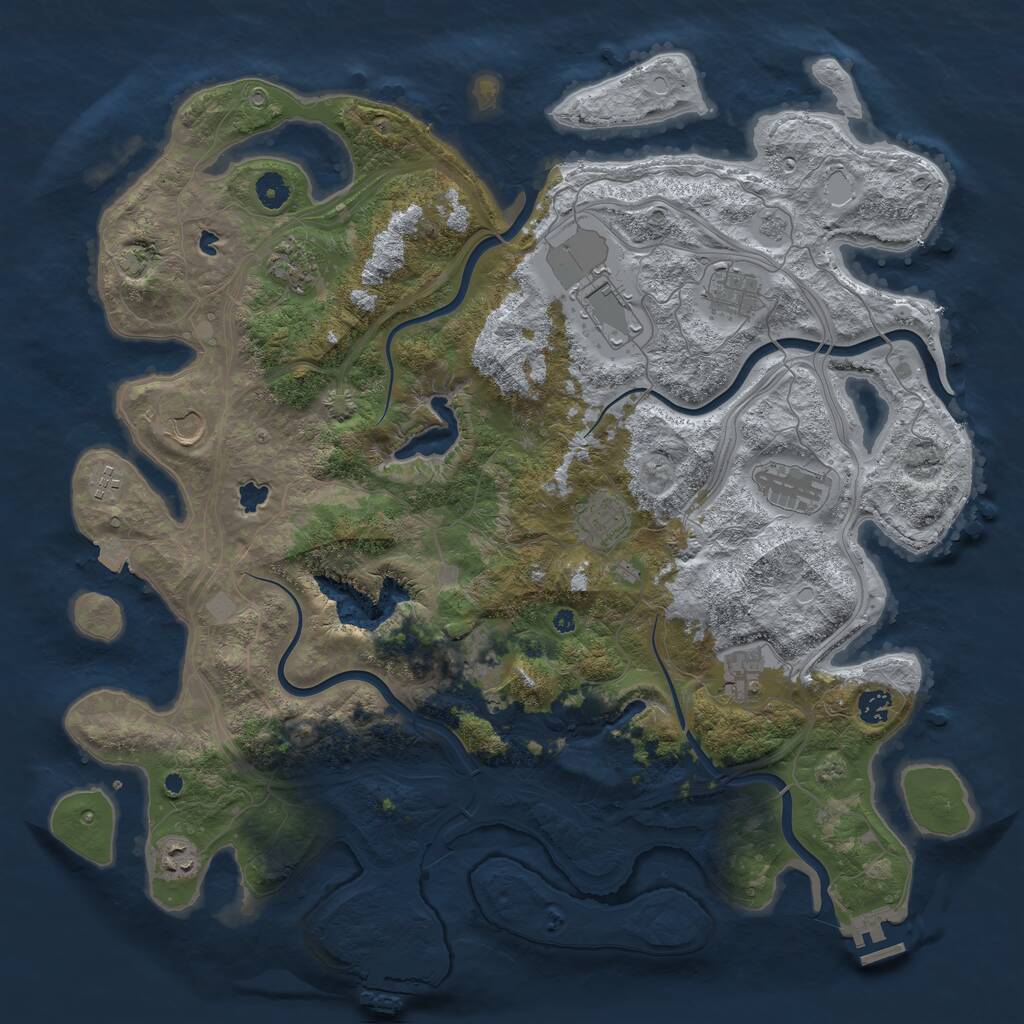 Rust Map: Procedural Map, Size: 4500, Seed: 975136794, 17 Monuments