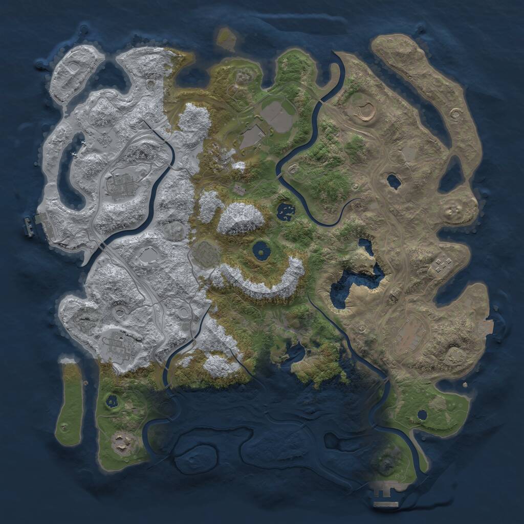 Rust Map: Procedural Map, Size: 4300, Seed: 5238942, 16 Monuments