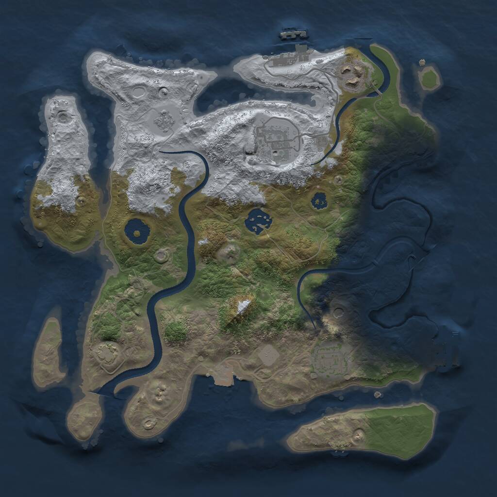 Rust Map: Procedural Map, Size: 3000, Seed: 394959302, 10 Monuments