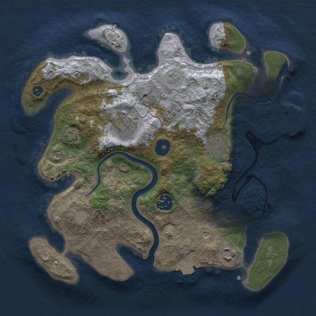 Rust Map: Procedural Map, Size: 3000, Seed: 7215436, 10 Monuments