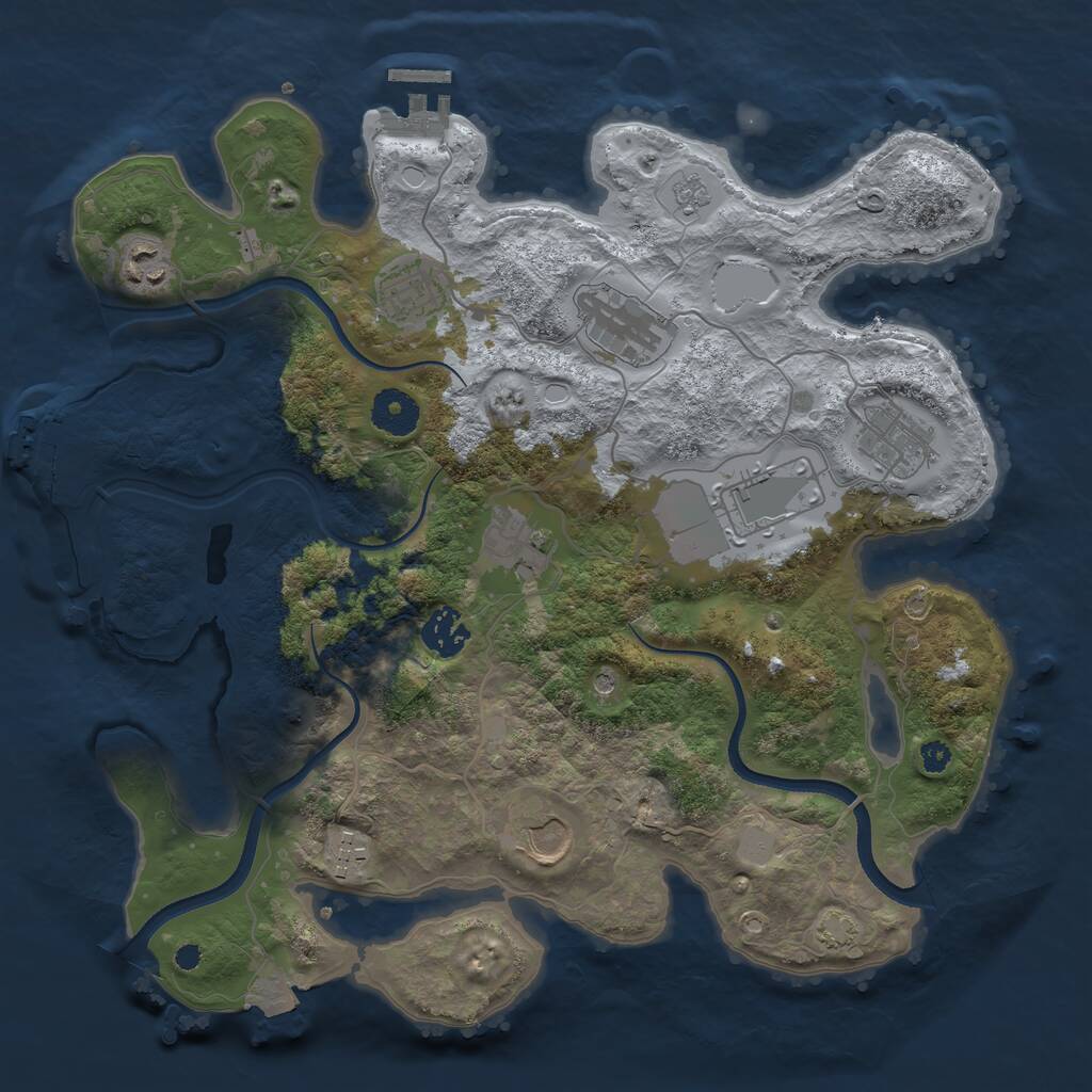 Rust Map: Procedural Map, Size: 3500, Seed: 847840961, 15 Monuments