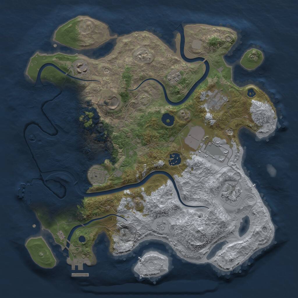 Rust Map: Procedural Map, Size: 3500, Seed: 538851, 14 Monuments
