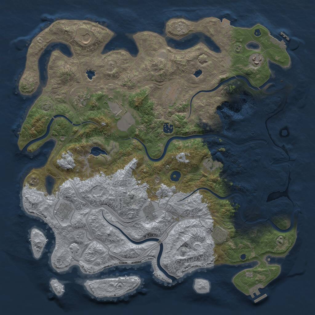 Rust Map: Procedural Map, Size: 4500, Seed: 480139886, 17 Monuments