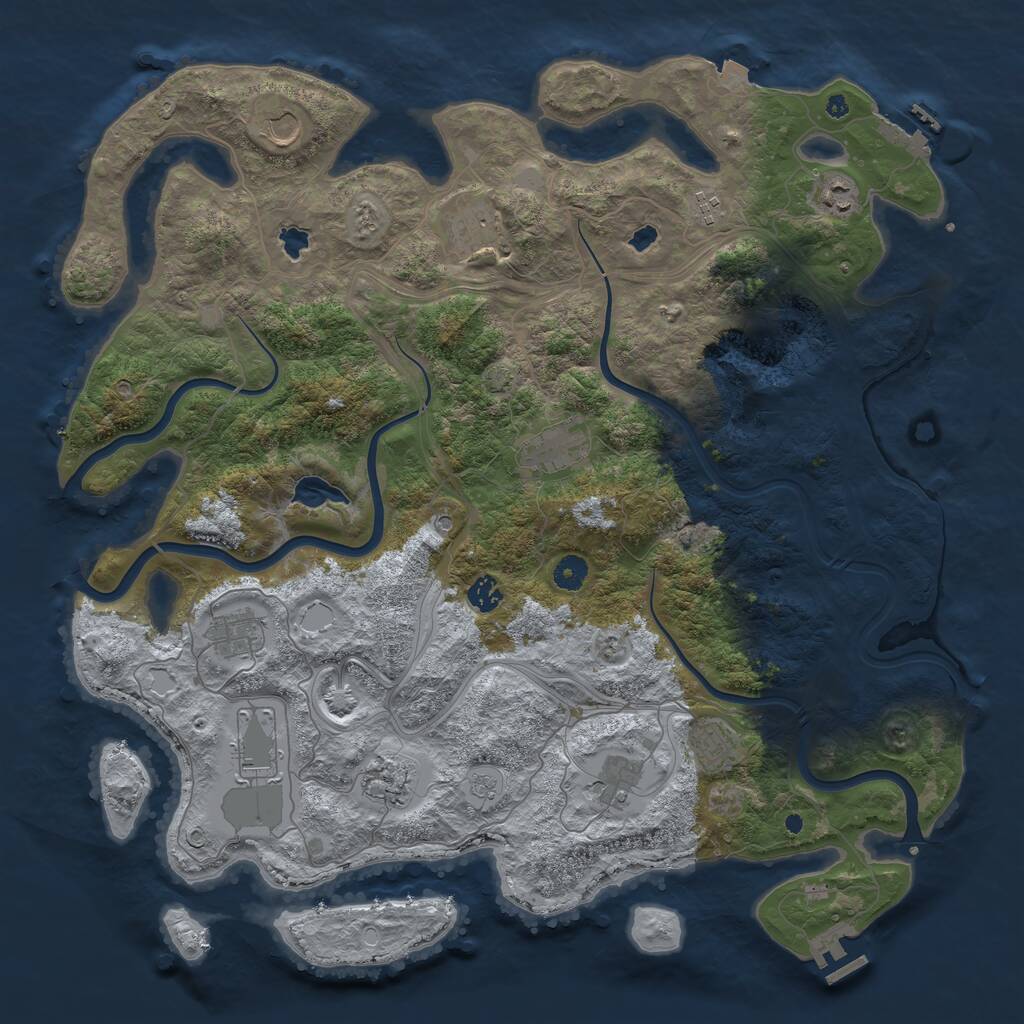 Rust Map: Procedural Map, Size: 4500, Seed: 480139886, 17 Monuments