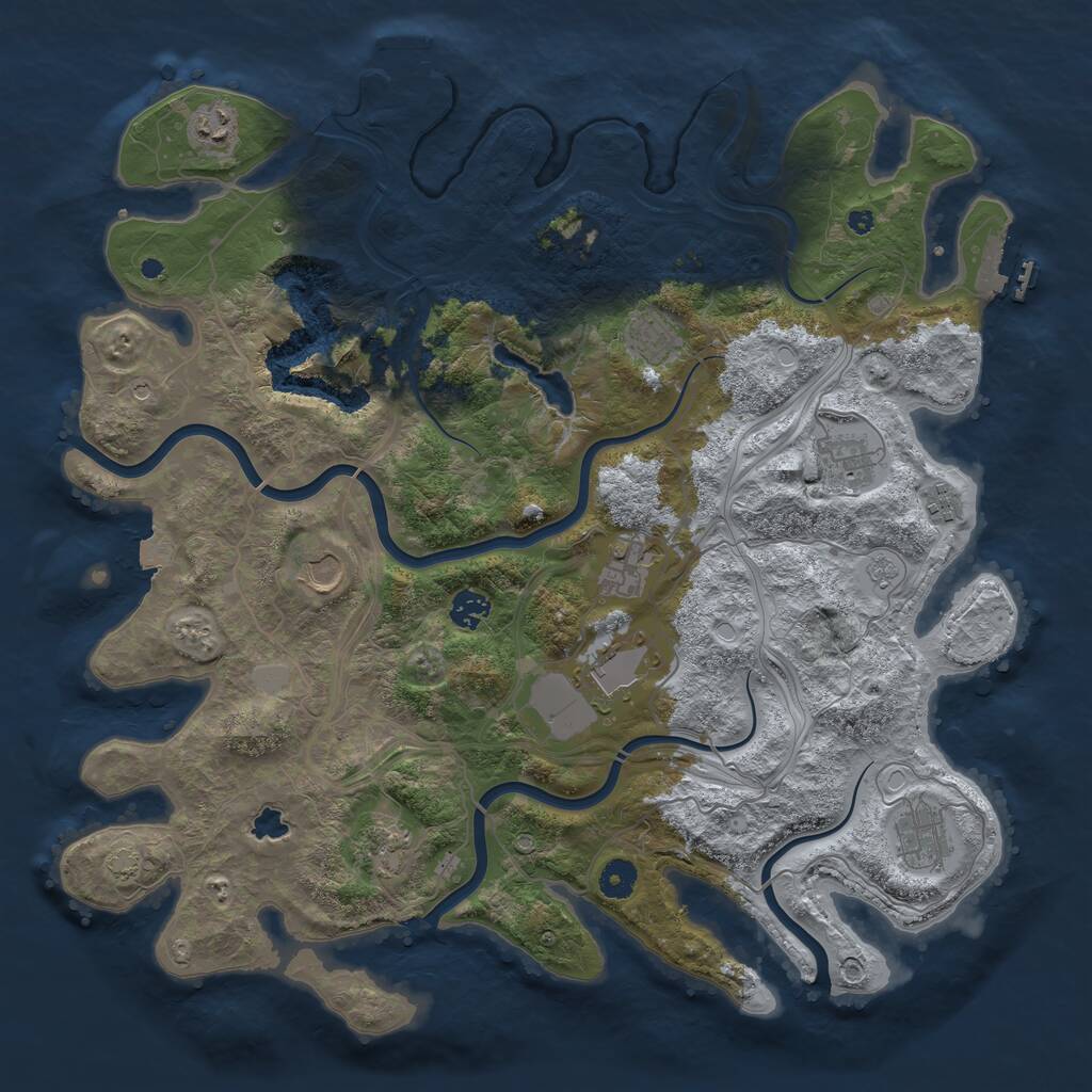 Rust Map: Procedural Map, Size: 4250, Seed: 1255835824, 16 Monuments