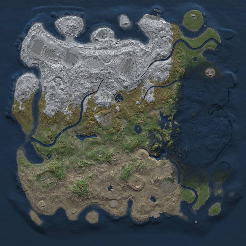 Rust Map: Procedural Map, Size: 4500, Seed: 411549909, 16 Monuments