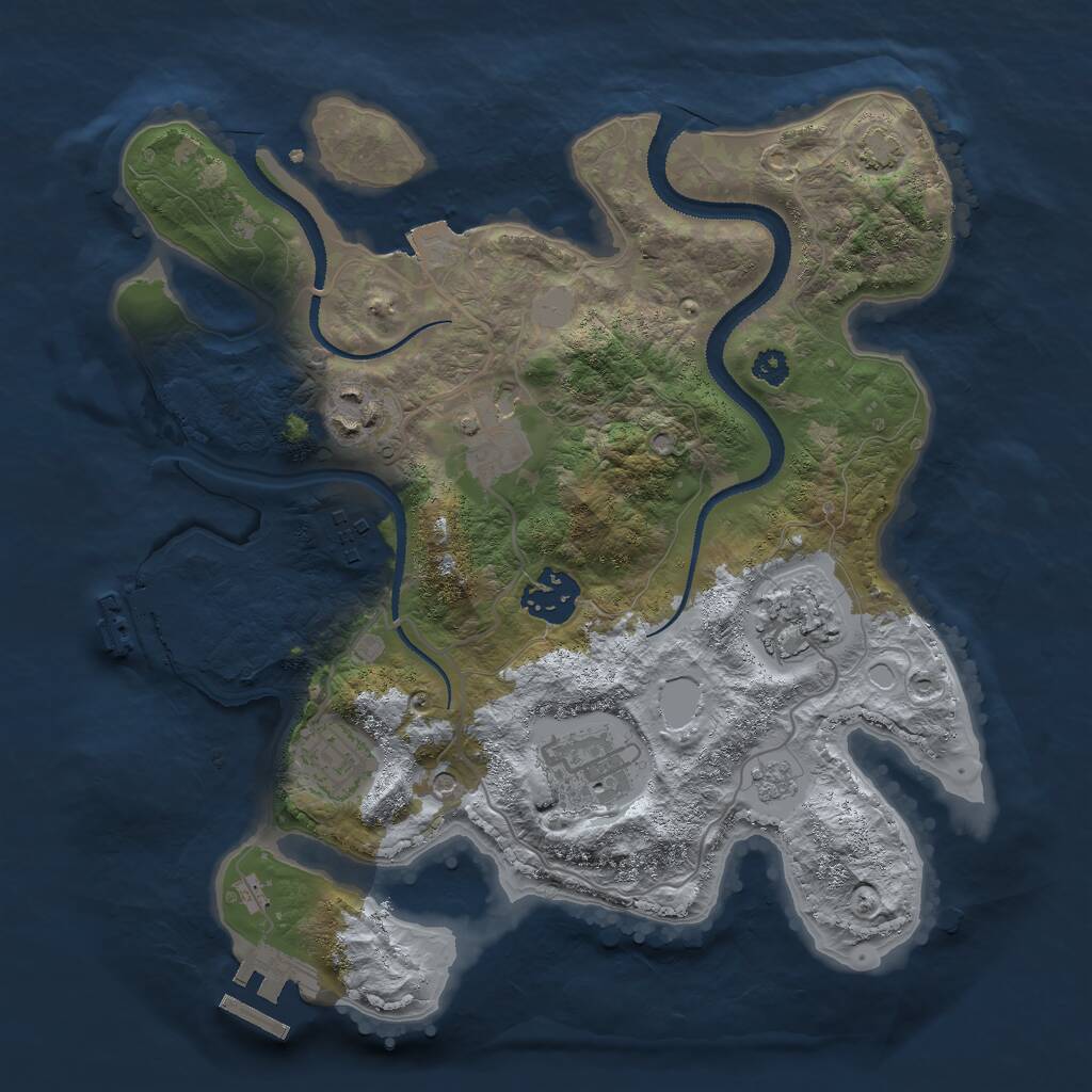Rust Map: Procedural Map, Size: 3000, Seed: 554433, 13 Monuments