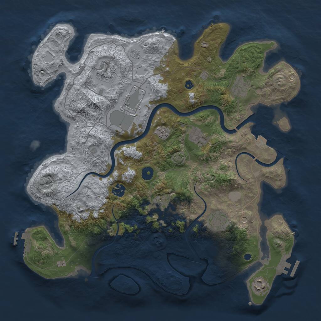 Rust Map: Procedural Map, Size: 3750, Seed: 1050450903, 15 Monuments