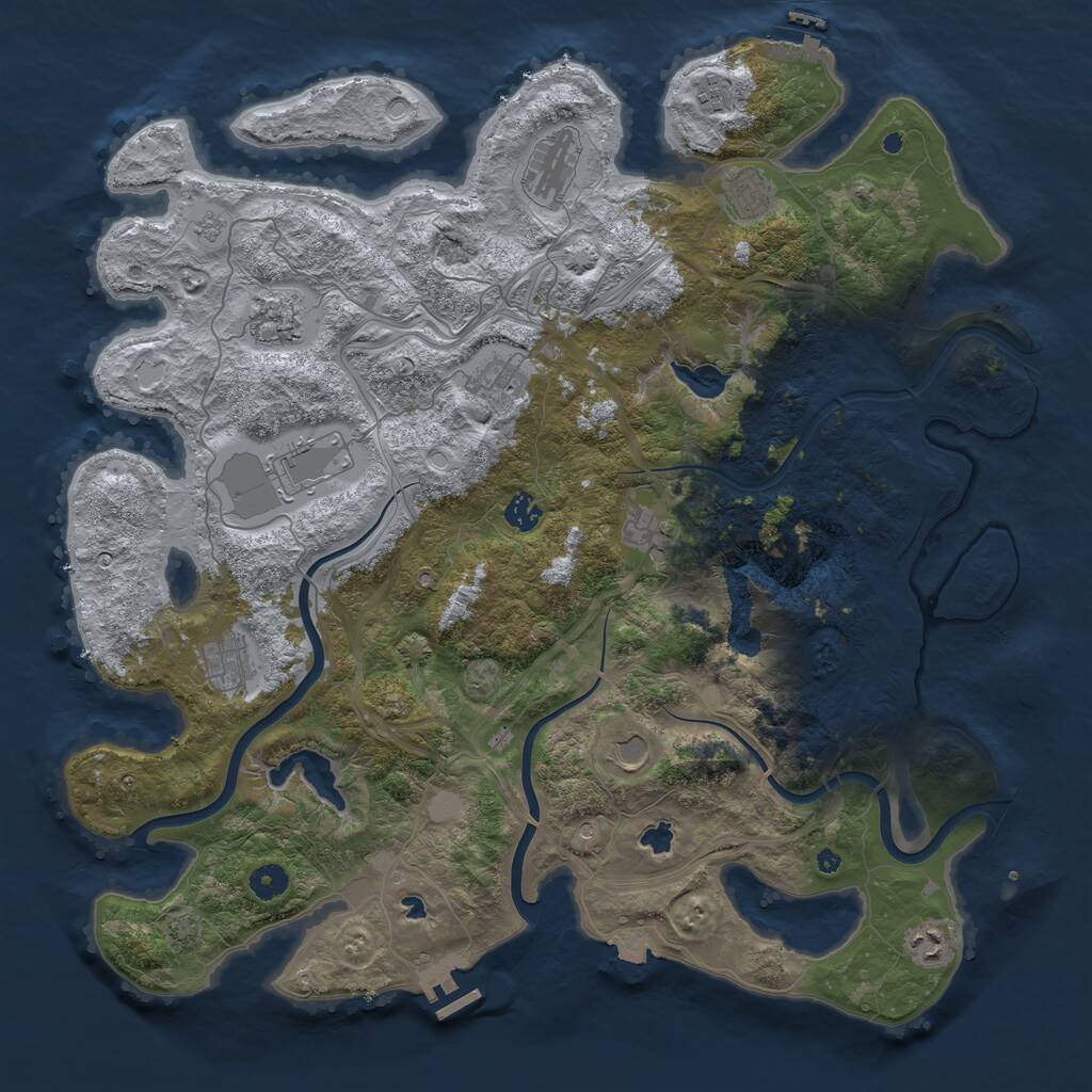 Rust Map: Procedural Map, Size: 4500, Seed: 121012, 17 Monuments