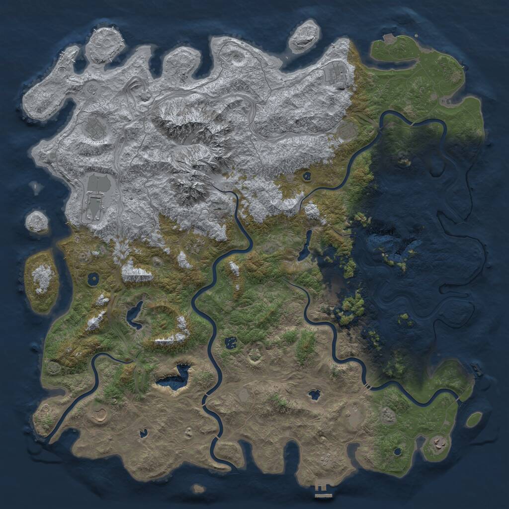 Rust Map: Procedural Map, Size: 6000, Seed: 12456789, 17 Monuments