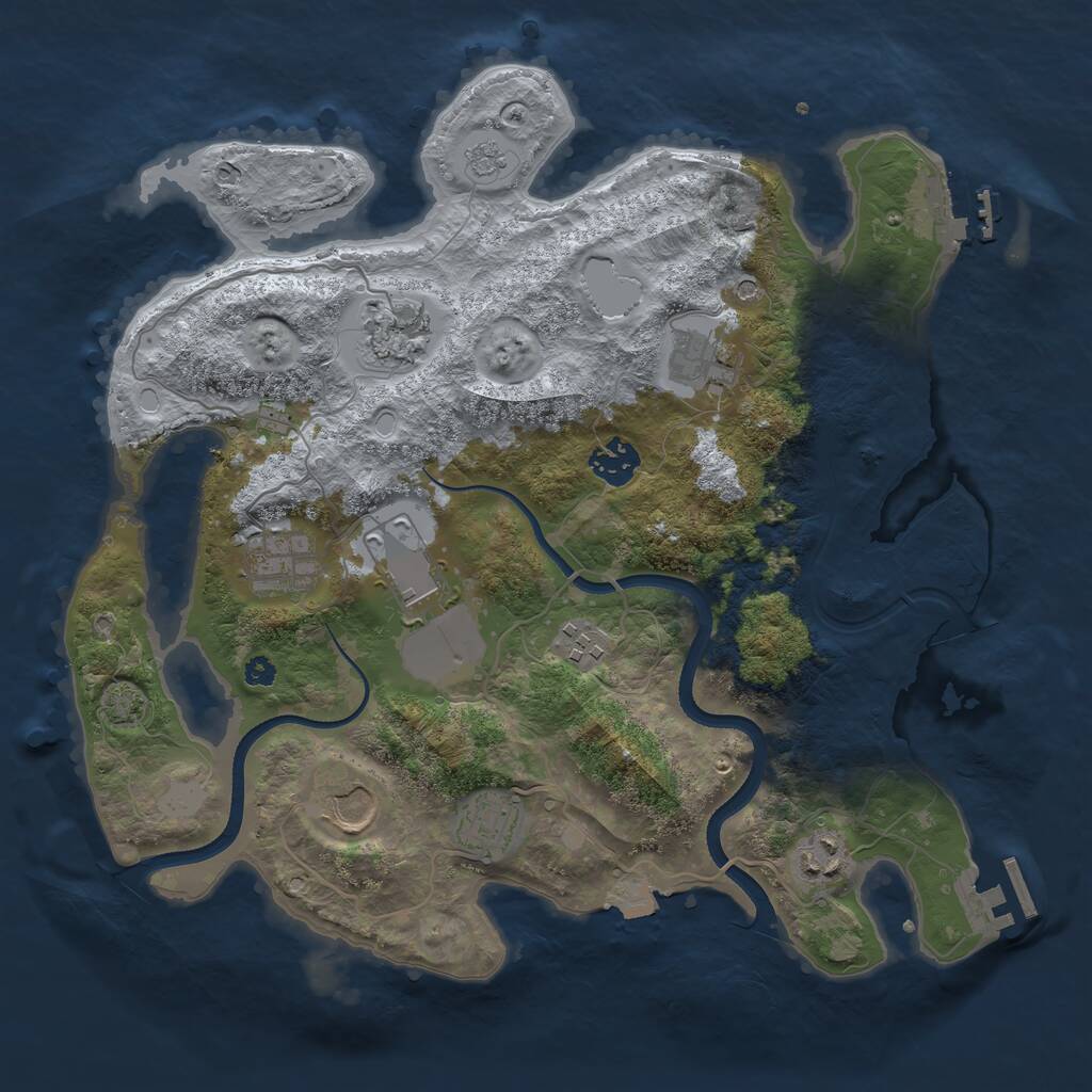 Rust Map: Procedural Map, Size: 3500, Seed: 600613, 15 Monuments