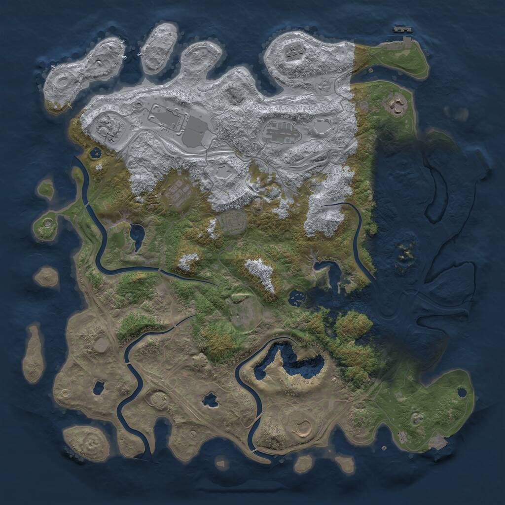 Rust Map: Procedural Map, Size: 4500, Seed: 2030123960, 16 Monuments