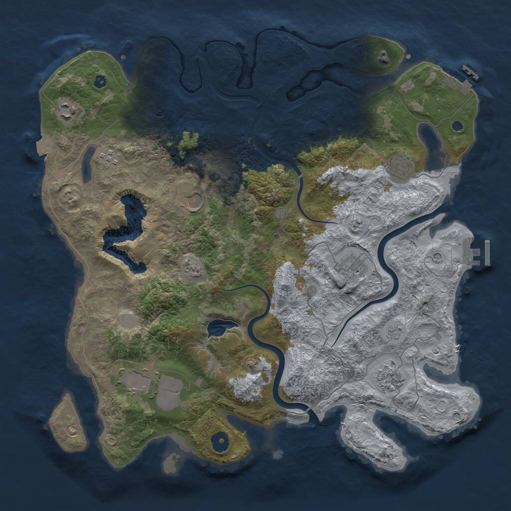 Rust Map: Procedural Map, Size: 4000, Seed: 1072644274, 13 Monuments