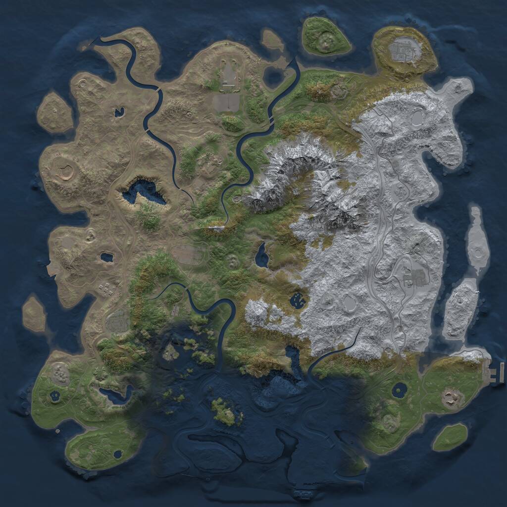 Rust Map: Procedural Map, Size: 5000, Seed: 264091146, 17 Monuments