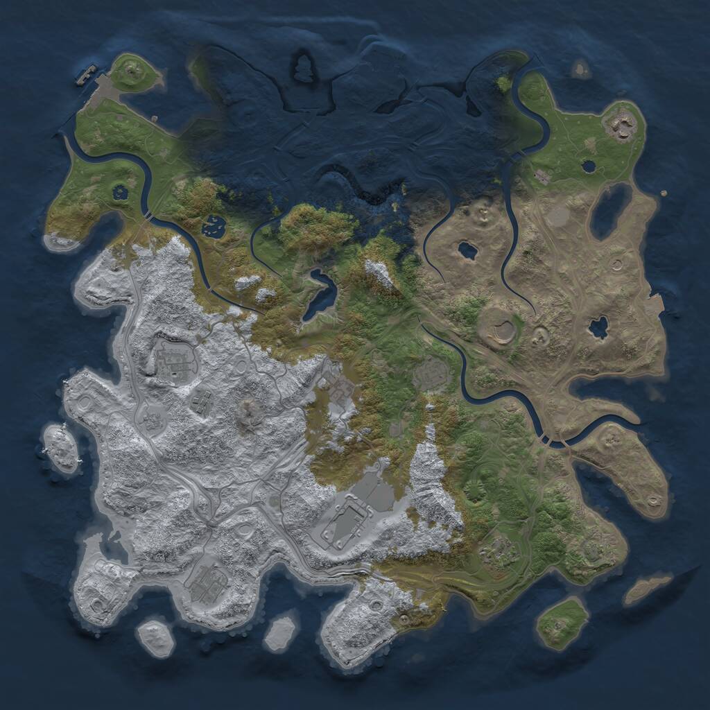 Rust Map: Procedural Map, Size: 4500, Seed: 1207218423, 16 Monuments