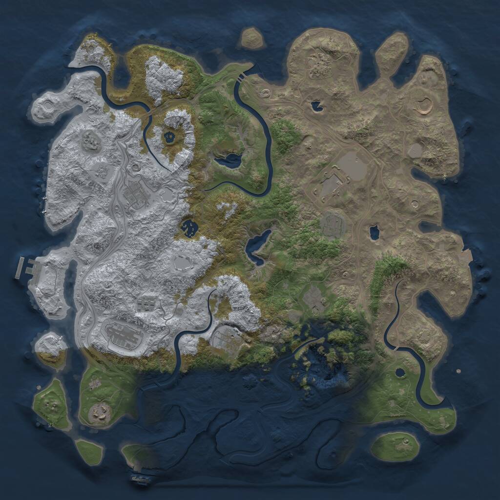 Rust Map: Procedural Map, Size: 4500, Seed: 195945201, 17 Monuments