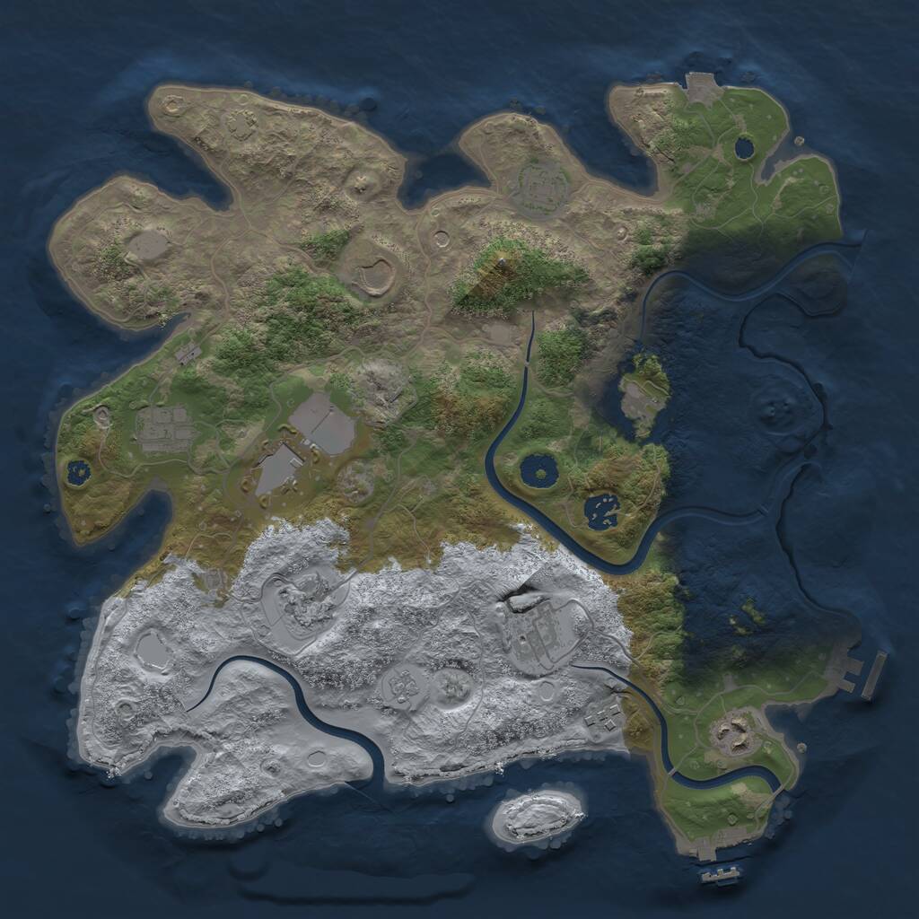 Rust Map: Procedural Map, Size: 3750, Seed: 2098159692, 16 Monuments