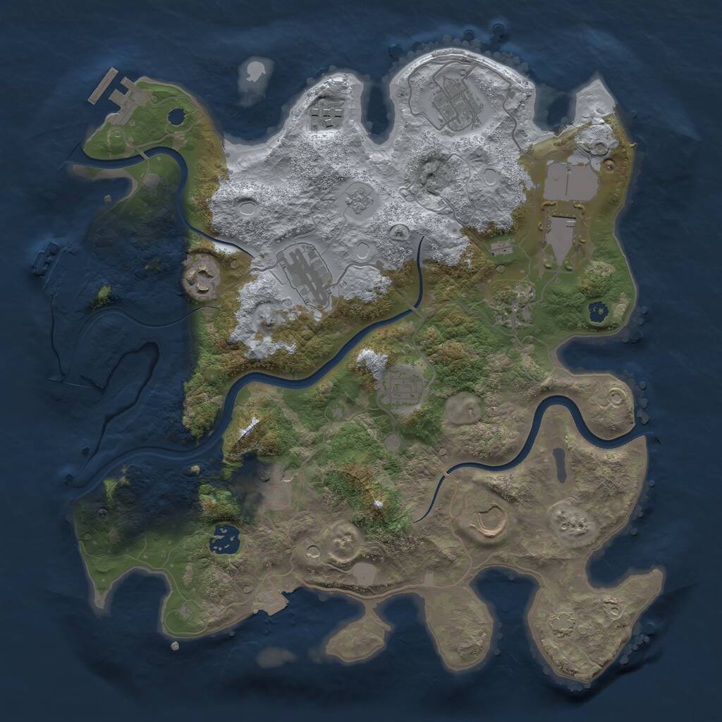 Rust Map: Procedural Map, Size: 3500, Seed: 5234545, 16 Monuments