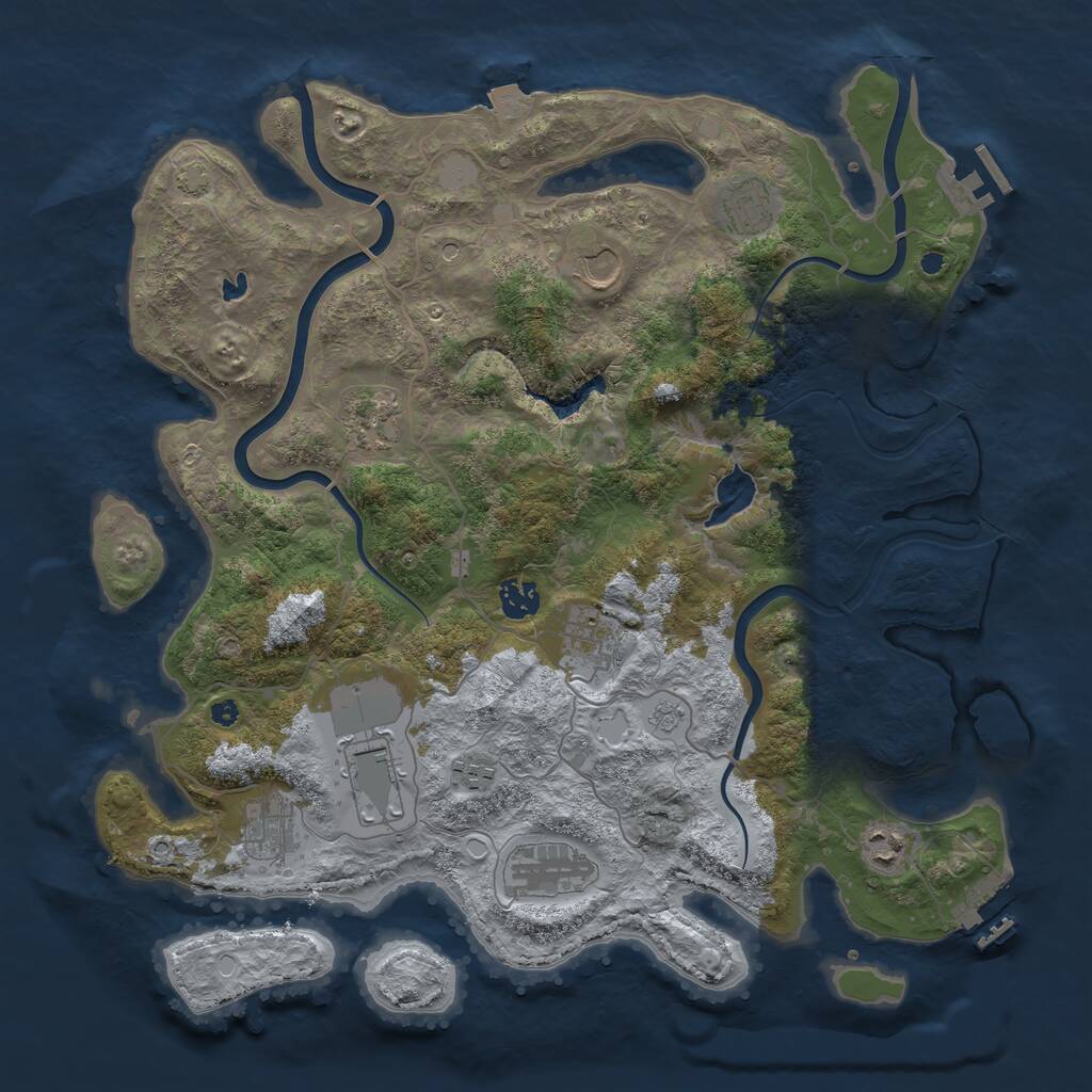 Rust Map: Procedural Map, Size: 4000, Seed: 99343, 16 Monuments