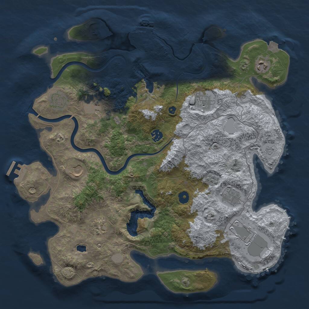 Rust Map: Procedural Map, Size: 4000, Seed: 966836580, 16 Monuments