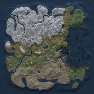 Thumbnail Rust Map: Procedural Map, Size: 4500, Seed: 1909246627, 15 Monuments