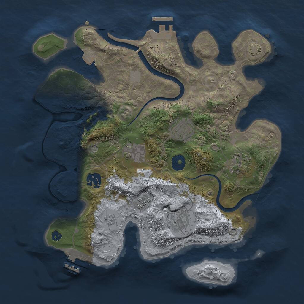 Rust Map: Procedural Map, Size: 3000, Seed: 76316, 12 Monuments