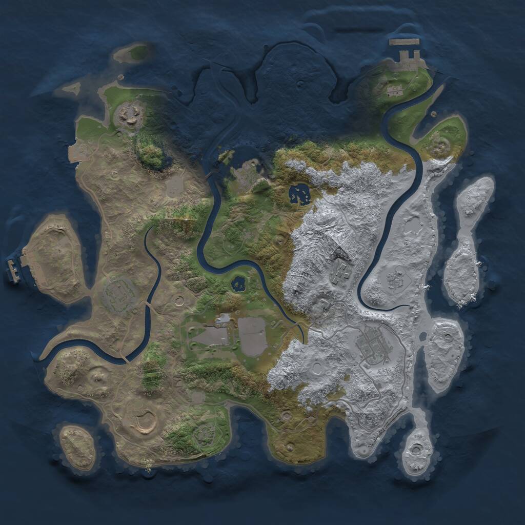 Rust Map: Procedural Map, Size: 3500, Seed: 136638728, 14 Monuments