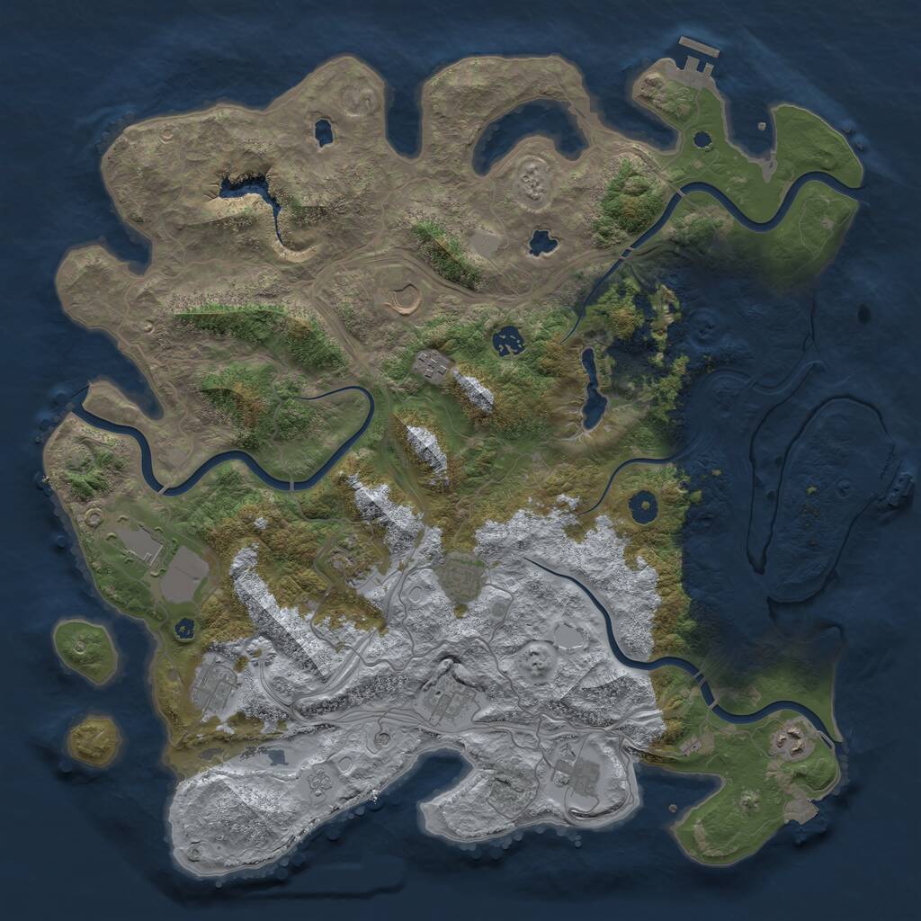 Rust Map: Procedural Map, Size: 4500, Seed: 847572508, 16 Monuments