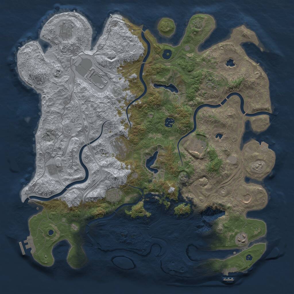 Rust Map: Procedural Map, Size: 4500, Seed: 922596639, 17 Monuments