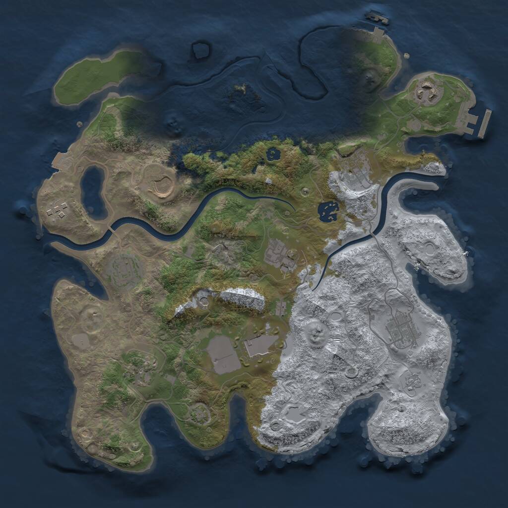 Rust Map: Procedural Map, Size: 3500, Seed: 863094359, 16 Monuments