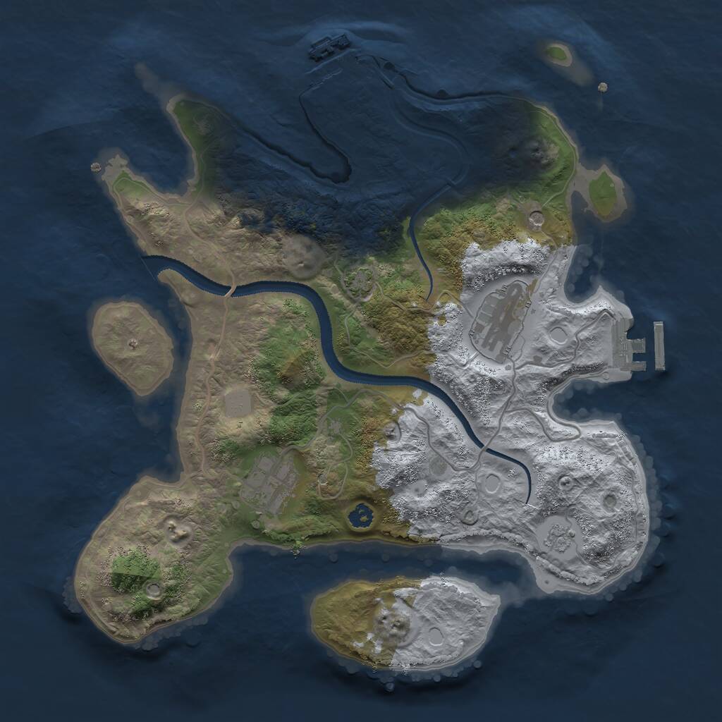 Rust Map: Procedural Map, Size: 3000, Seed: 46175, 8 Monuments