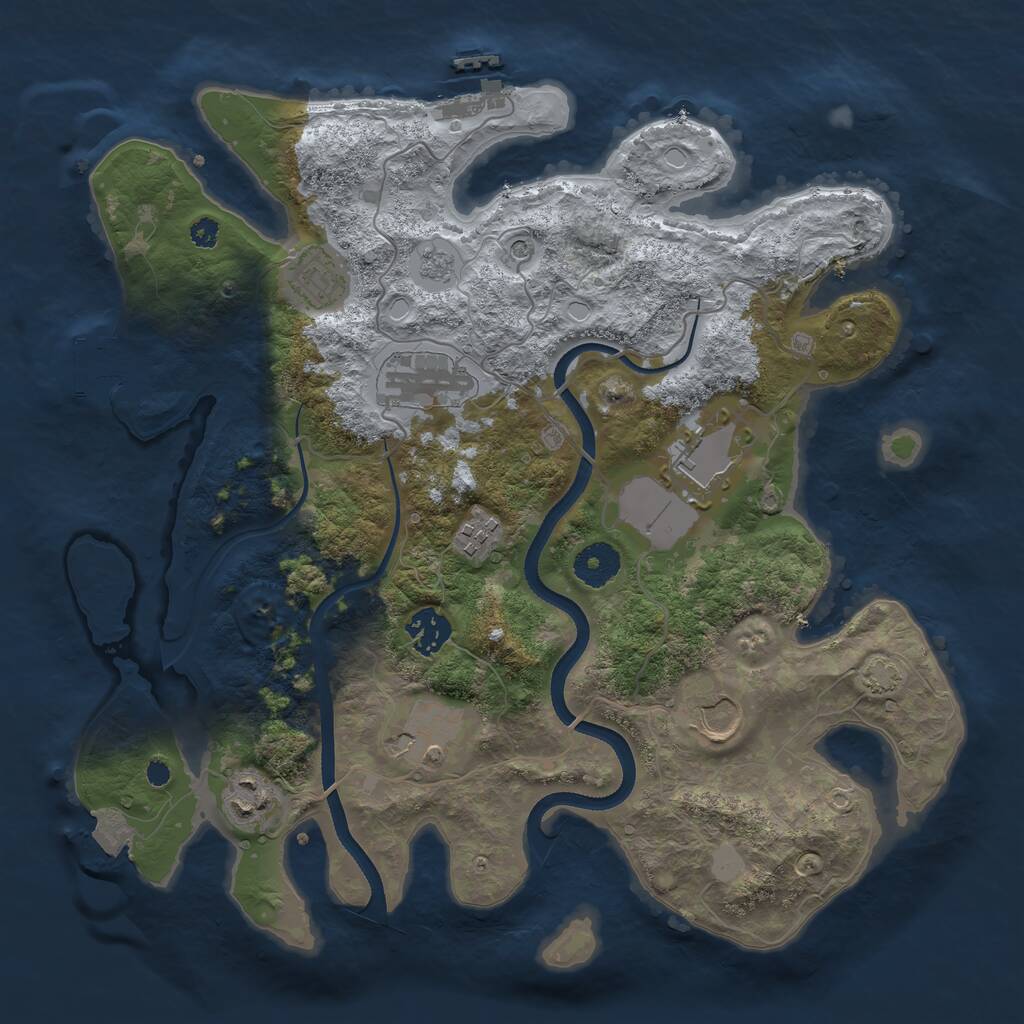 Rust Map: Procedural Map, Size: 3500, Seed: 509219413, 14 Monuments
