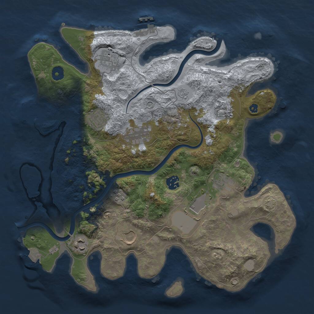 Rust Map: Procedural Map, Size: 3500, Seed: 509219413, 16 Monuments