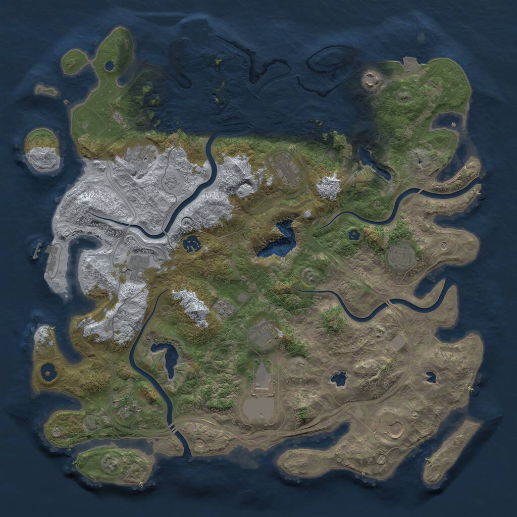 Rust Map: Procedural Map, Size: 4500, Seed: 725014797, 17 Monuments