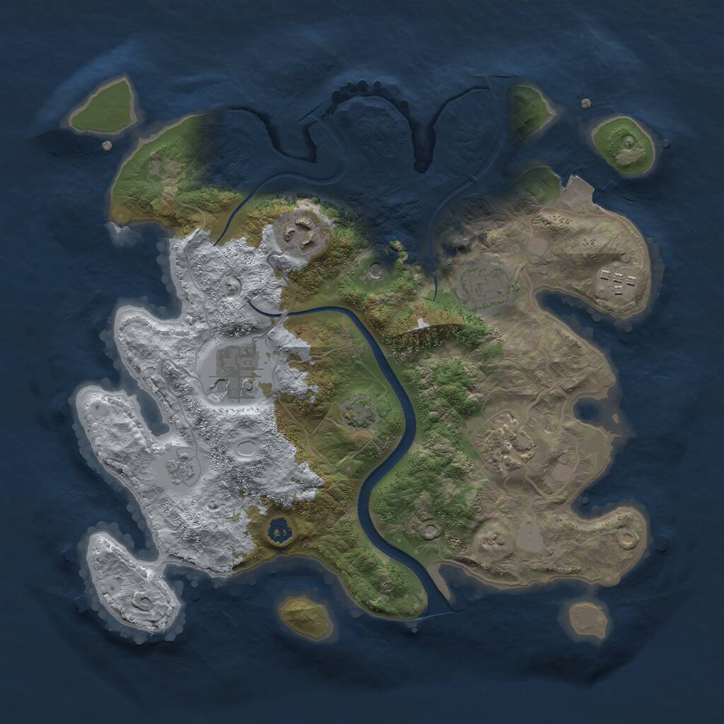 Rust Map: Procedural Map, Size: 3000, Seed: 1154460978, 9 Monuments