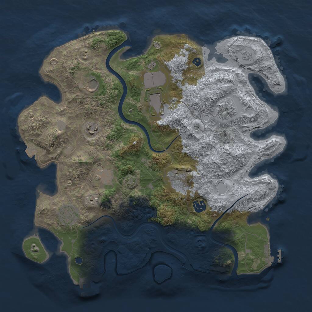 Rust Map: Procedural Map, Size: 3690, Seed: 5862, 15 Monuments