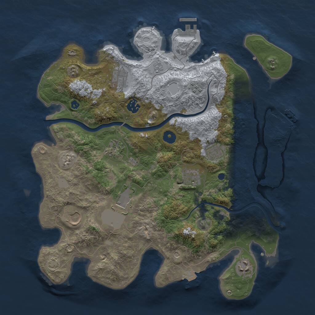 Rust Map: Procedural Map, Size: 3690, Seed: 481988, 15 Monuments