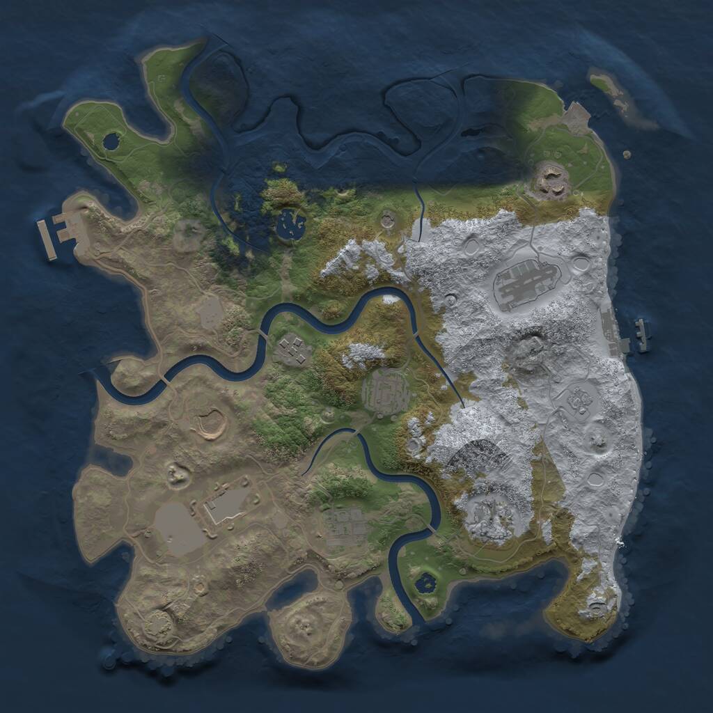 Rust Map: Procedural Map, Size: 3500, Seed: 1671251, 15 Monuments