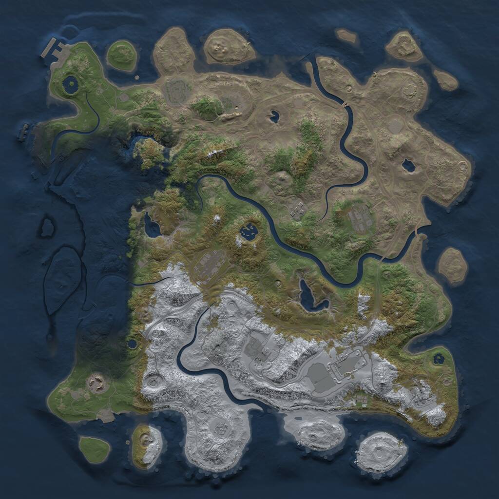 Rust Map: Procedural Map, Size: 4500, Seed: 640346086, 16 Monuments