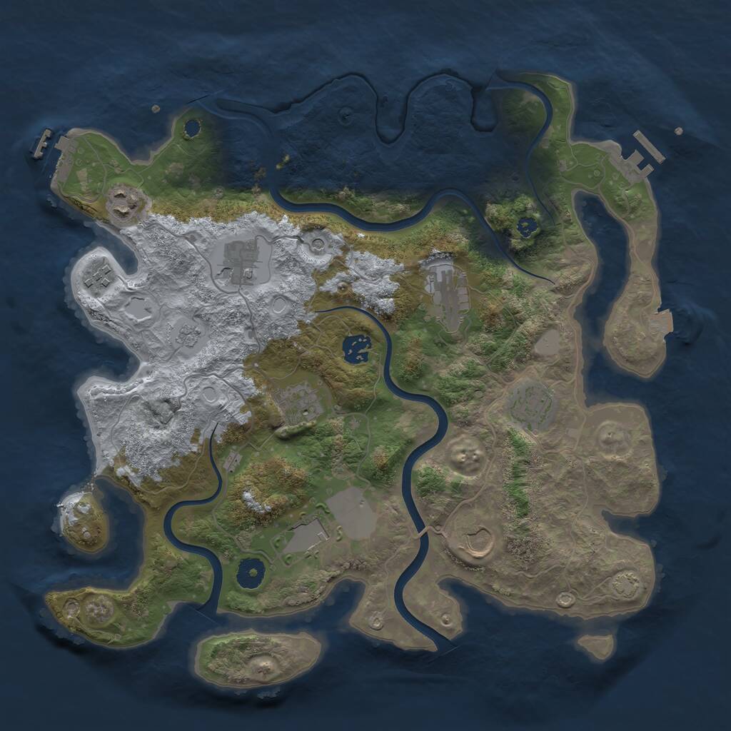 Rust Map: Procedural Map, Size: 3690, Seed: 1145, 15 Monuments