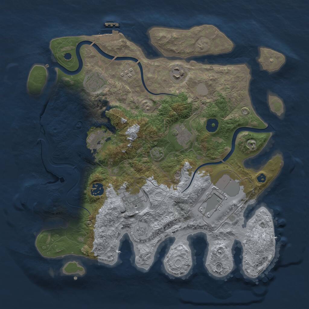 Rust Map: Procedural Map, Size: 3500, Seed: 1371167270, 14 Monuments