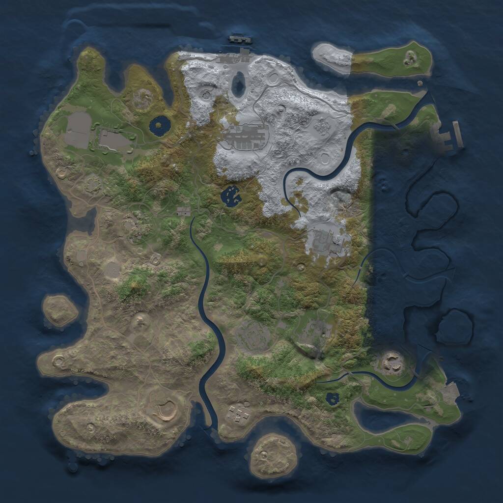 Rust Map: Procedural Map, Size: 3690, Seed: 8542, 16 Monuments