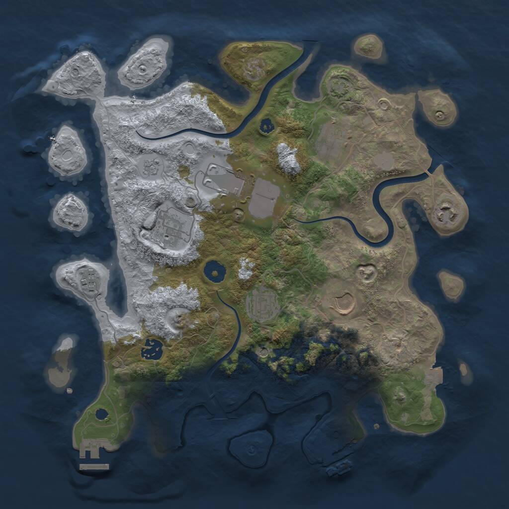 Rust Map: Procedural Map, Size: 3500, Seed: 5627, 14 Monuments