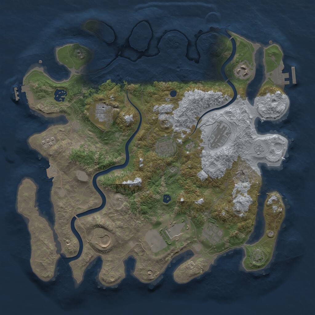 Rust Map: Procedural Map, Size: 3690, Seed: 1716801796, 15 Monuments