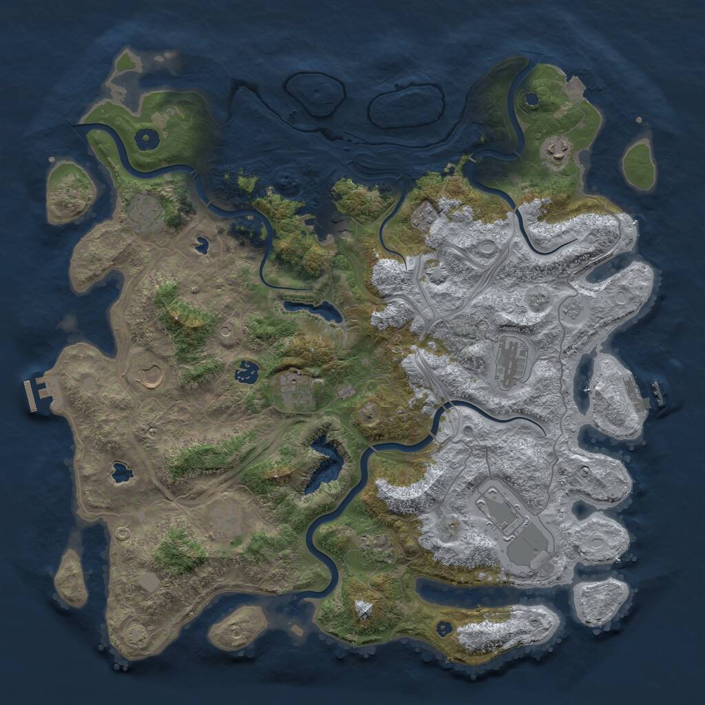 Rust Map: Procedural Map, Size: 4500, Seed: 644382683, 17 Monuments