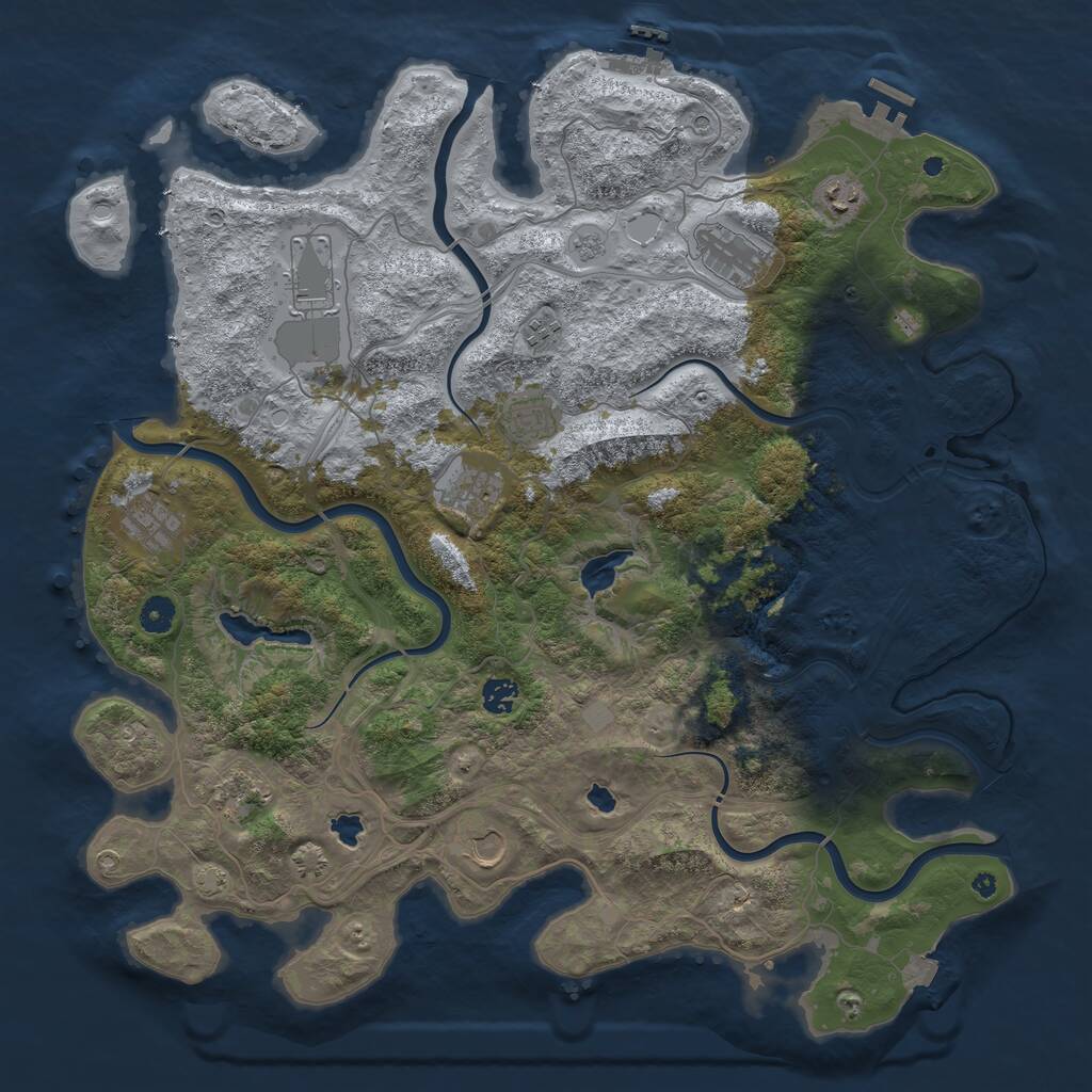 Rust Map: Procedural Map, Size: 4500, Seed: 1064826376, 16 Monuments