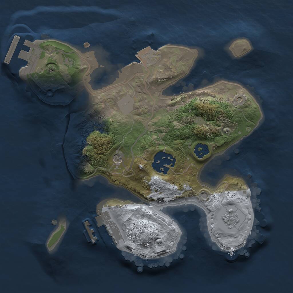 Rust Map: Procedural Map, Size: 2000, Seed: 4545, 6 Monuments